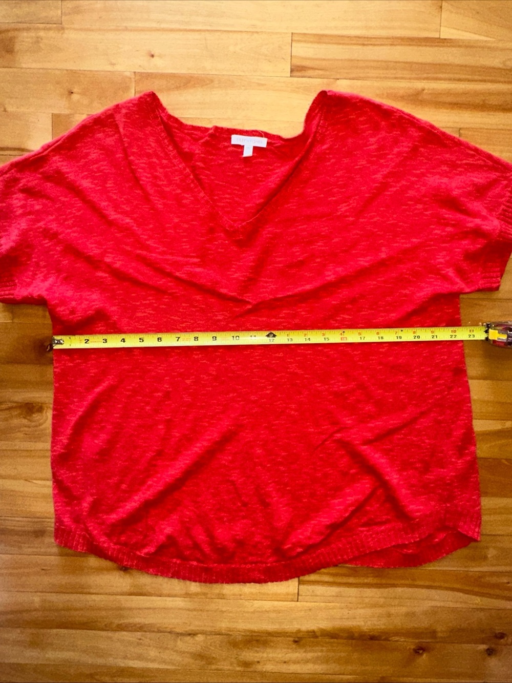 Eileen Fisher Bright Red Knit Sweater Top large - Picture 5 of 10